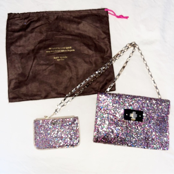 Kate Spade Sonia Moonlit Soirée Glitter Bag with Matching...